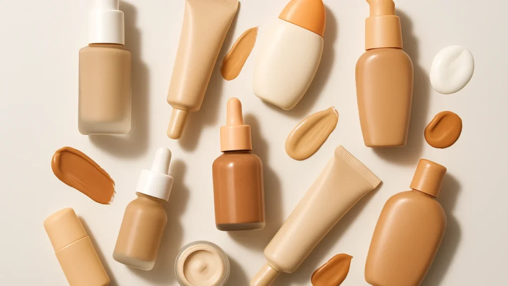 Protetor solar com cor vale a pena? Produtos variados de skincare e protetores solares.