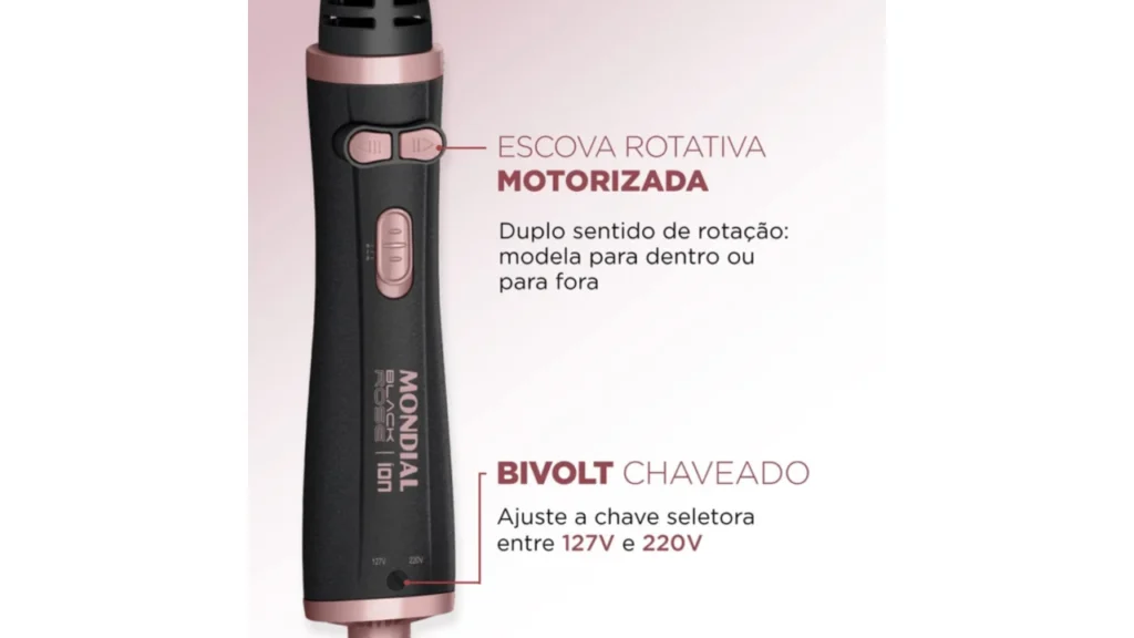 Review da escova rotativa Mondial Black Rose ERB-01: medições de temperatura, tecnologia e preço. Veja como modelar o cabelo com o rotativo 1.200w bivolt e fio.