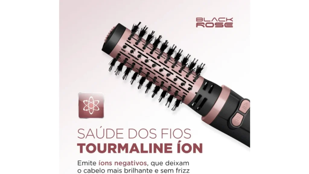 Review Mondial ERB-01 1200W: escova rotativa Black Rose bivolt para modelar como secador. Duplo sentido de rotação, cabelo para dentro. Escova rotativa Mondial.