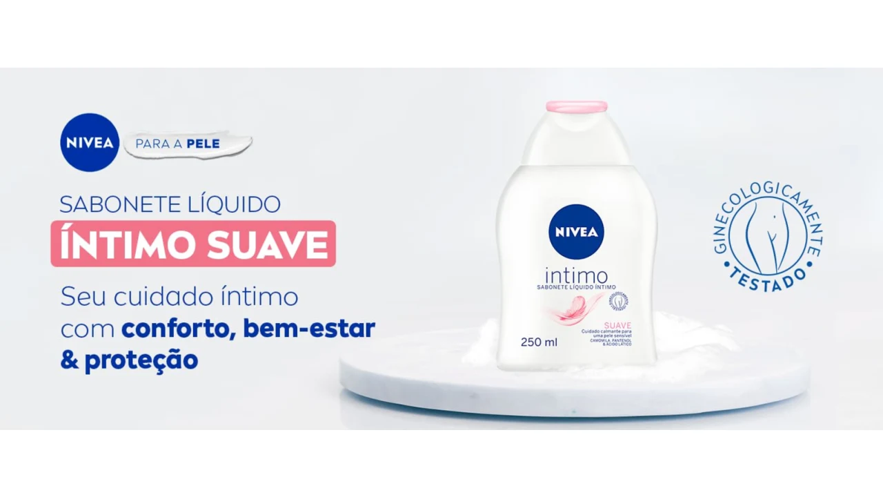 NIVEA Sabonete Líquido Íntimo Suave 250ml, Limpeza Delicada, Mantém pH Natural, Extrato de Camomila, Cuidado Calmante, Uso Diário