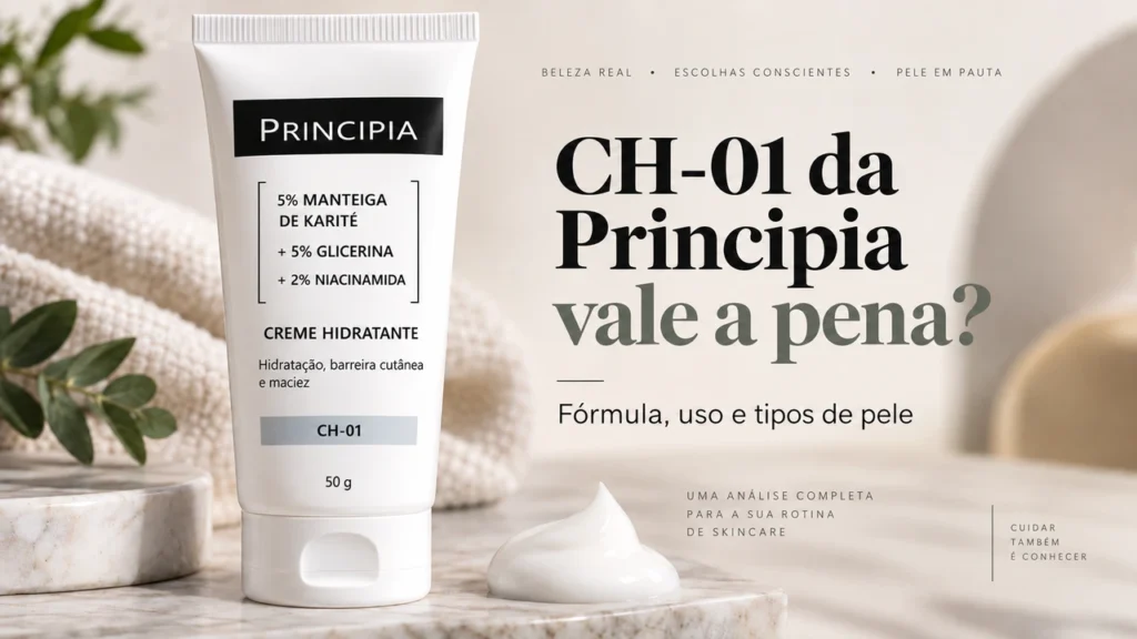 Capa editorial da análise do Creme Hidratante CH-01 da Principia 50 g